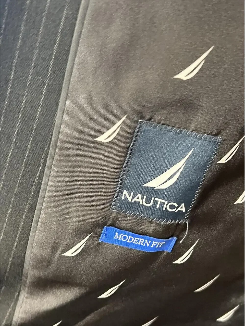 Nautica Mens Modern Fit Bi-Stretch Pinstripe Suit Jacket Black